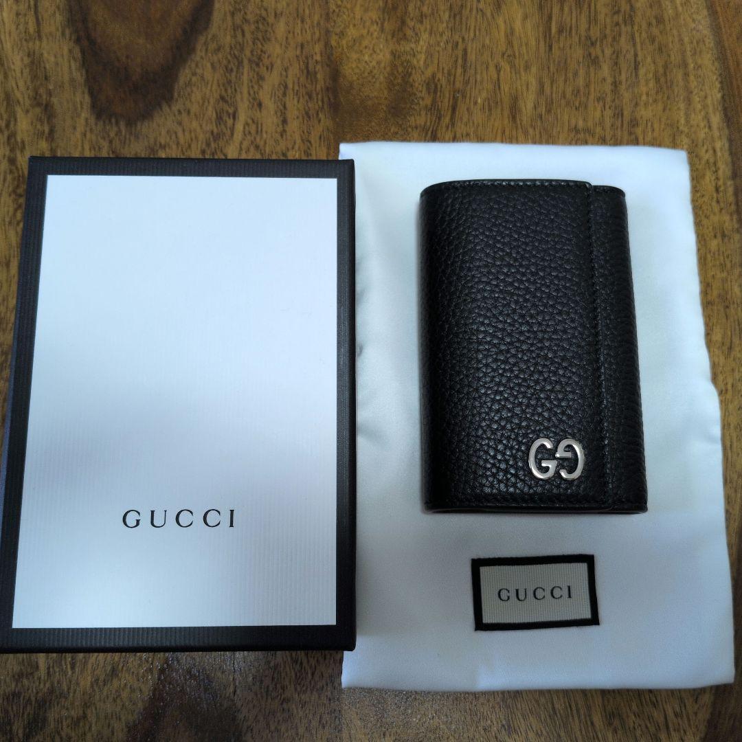 【新品未使用】GUCCI グッチ ブラック レザー キーケース 箱・証明書付き