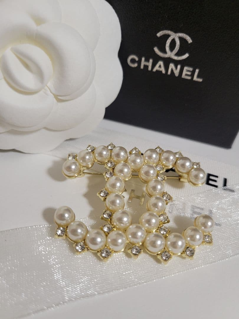 【即購入◎】　シャネル　ブローチ　パール　ゴールド