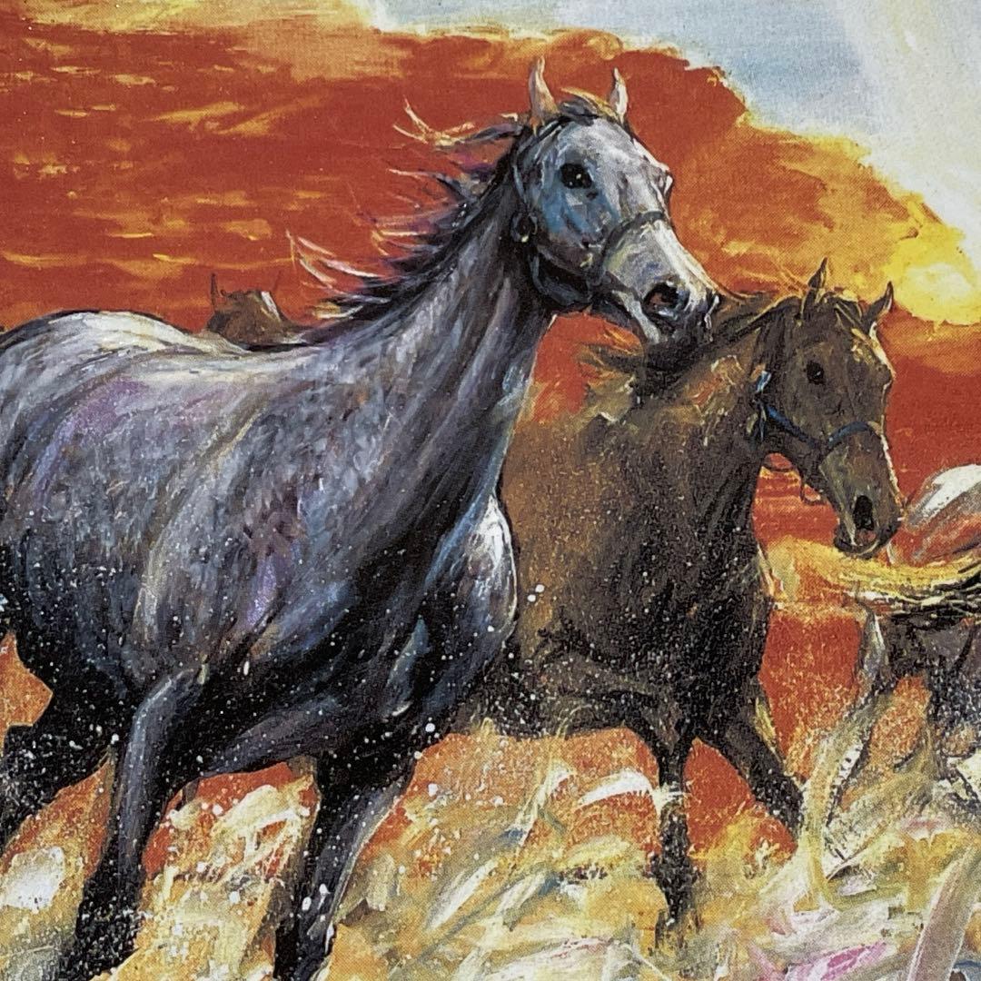 中畑艸人・額装陶板画・名馬優駿・優駿詩情・特別製作作品・美品・