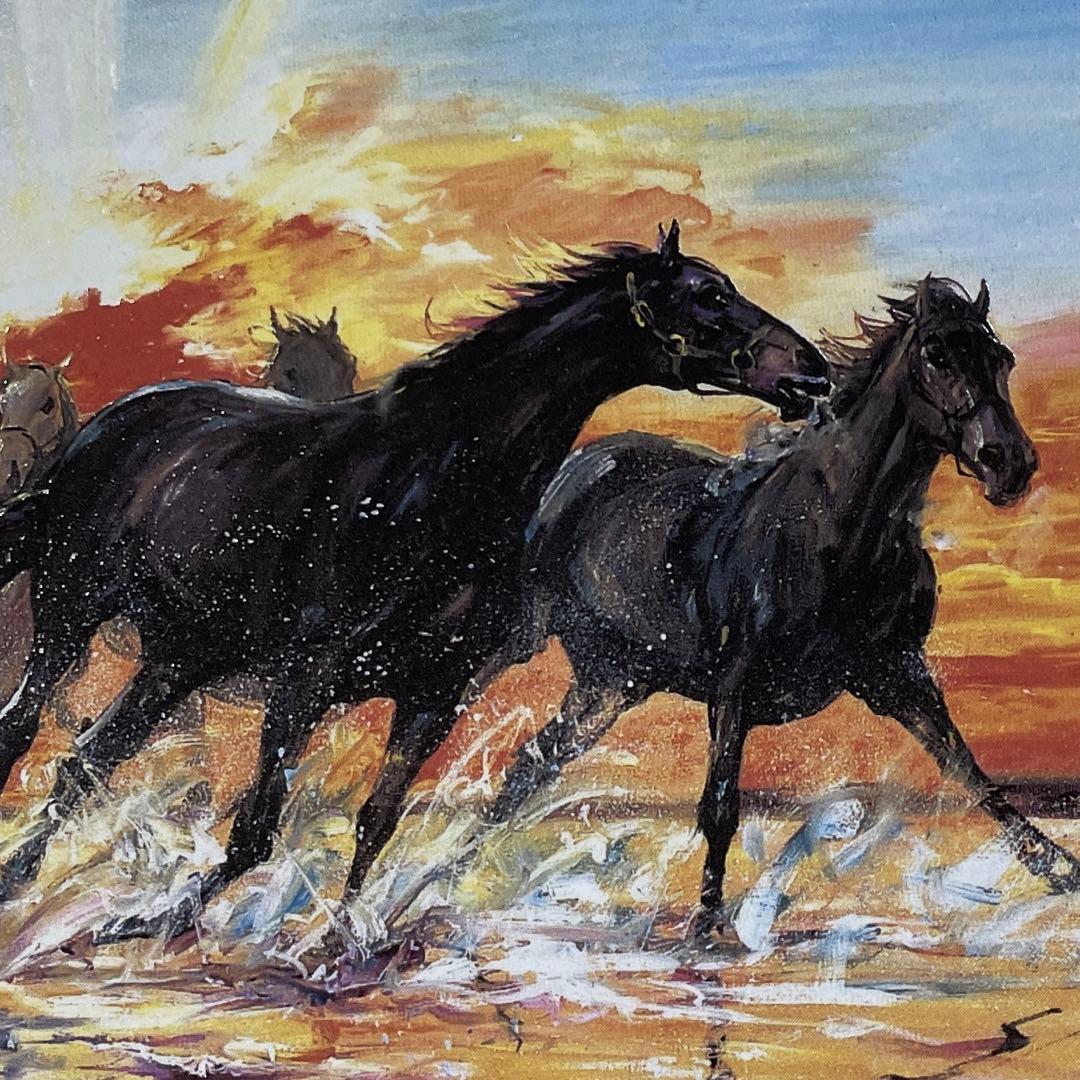 中畑艸人・額装陶板画・名馬優駿・優駿詩情・特別製作作品・美品・