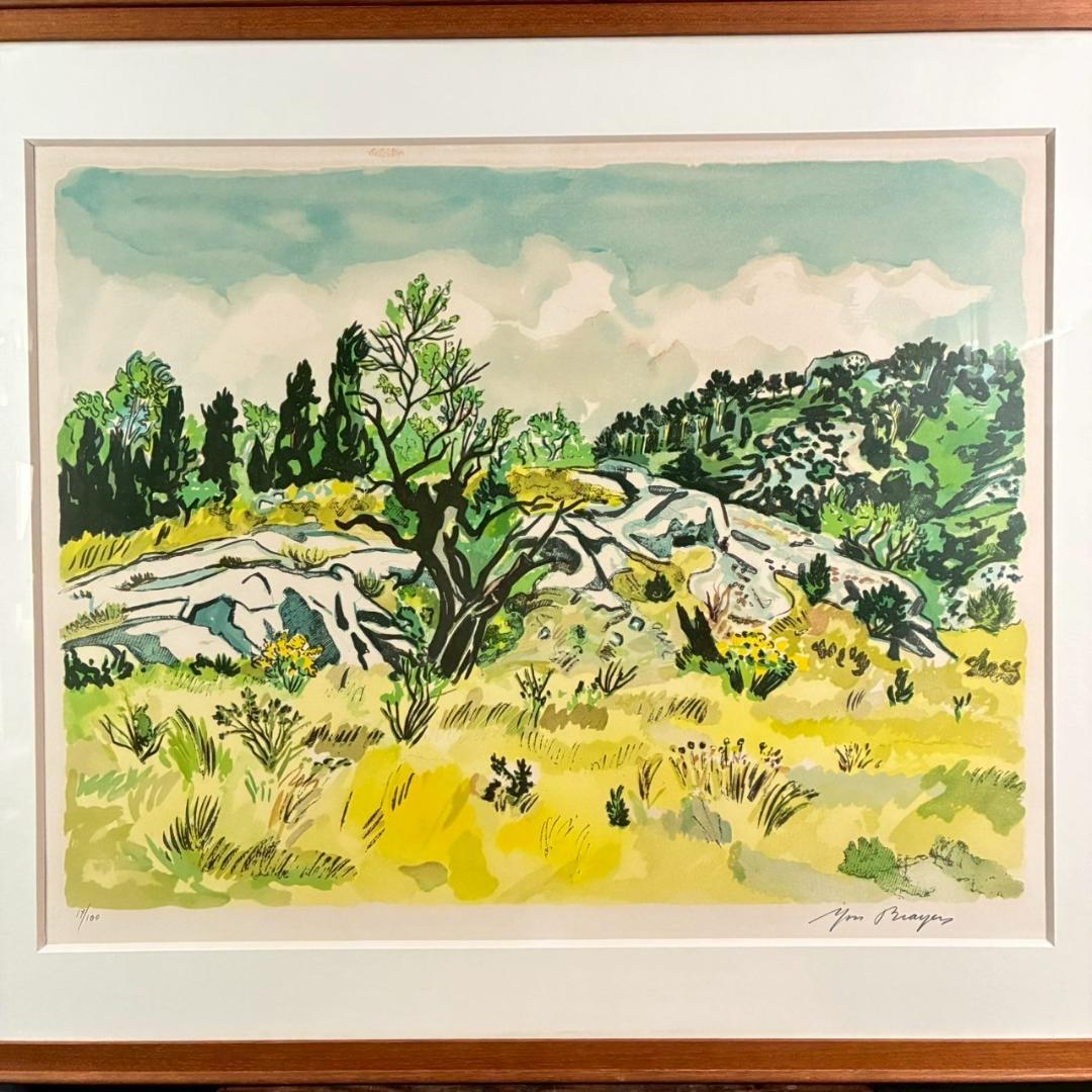 イヴ・ブライエ 風景画 リトグラフ 大作 直筆サイン入り 古径額 南フランス