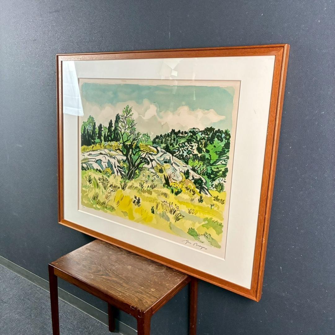 イヴ・ブライエ 風景画 リトグラフ 大作 直筆サイン入り 古径額 南フランス