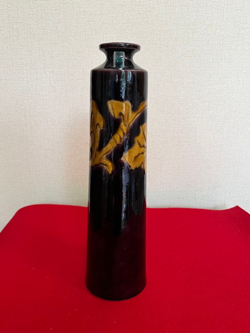 人間国宝 初代 徳田八十吉 深厚釉 耳付 花入 T277 真作保証