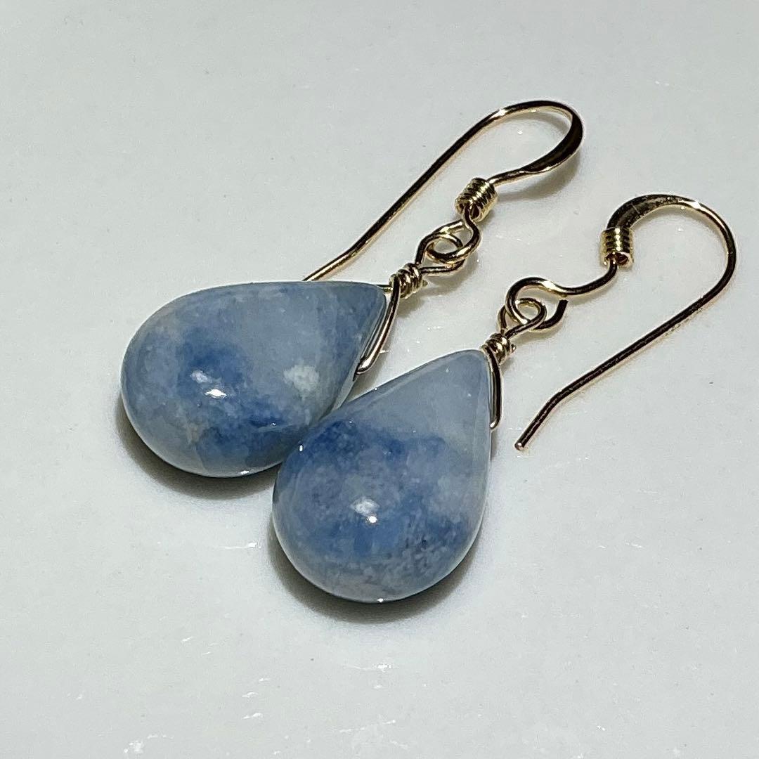 【専用】コン沢翡翠&金山翡翠　ティアドロップピアス　14kgf