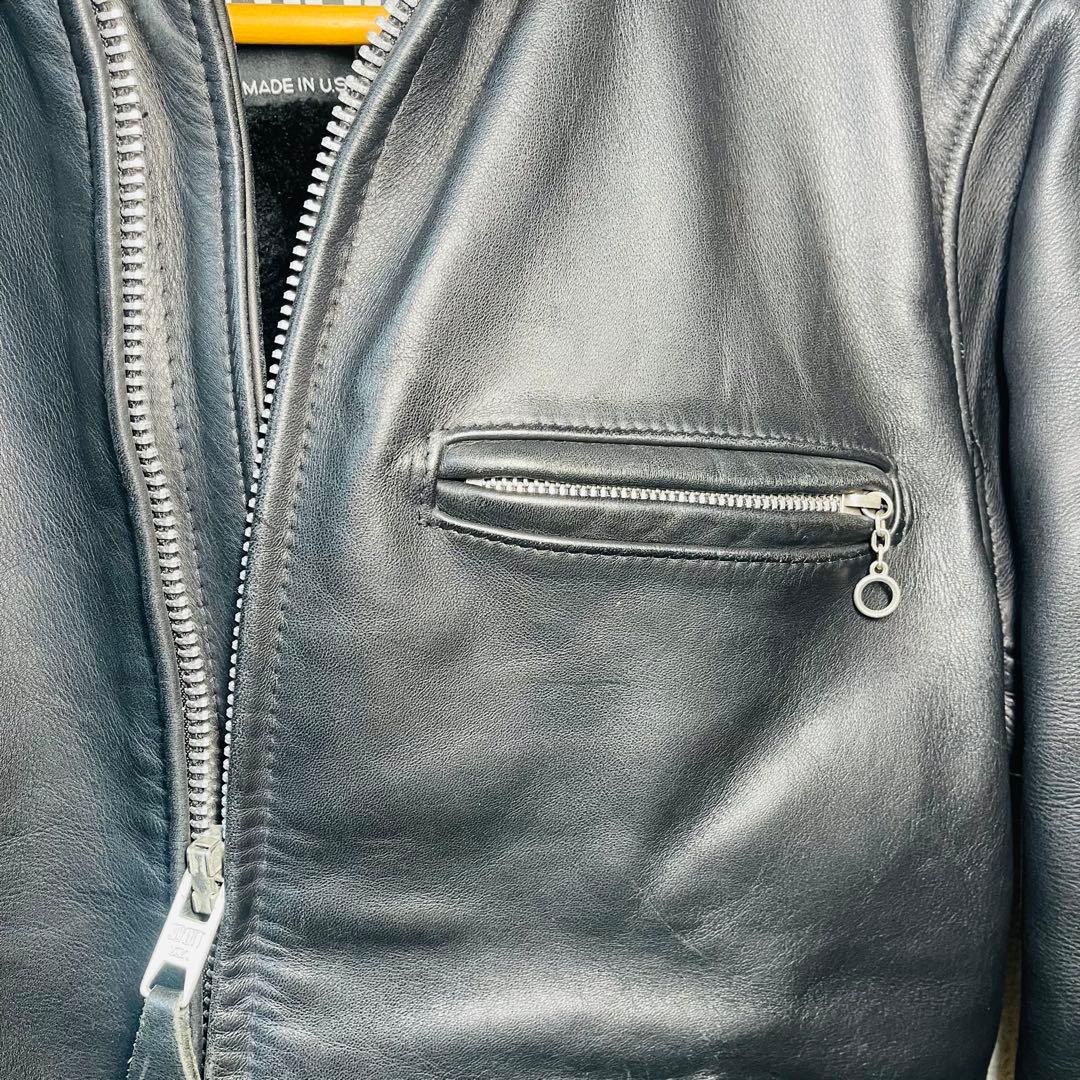 Schott ショット 642系 シングルライダース USA製 ボア 黒 36