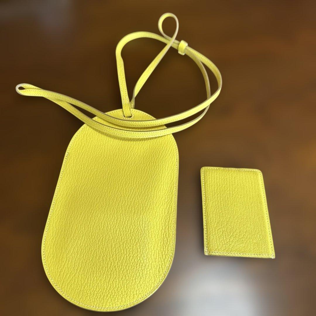 え*り様 エルメス　イエロー レザー スマホショルダーバッグ