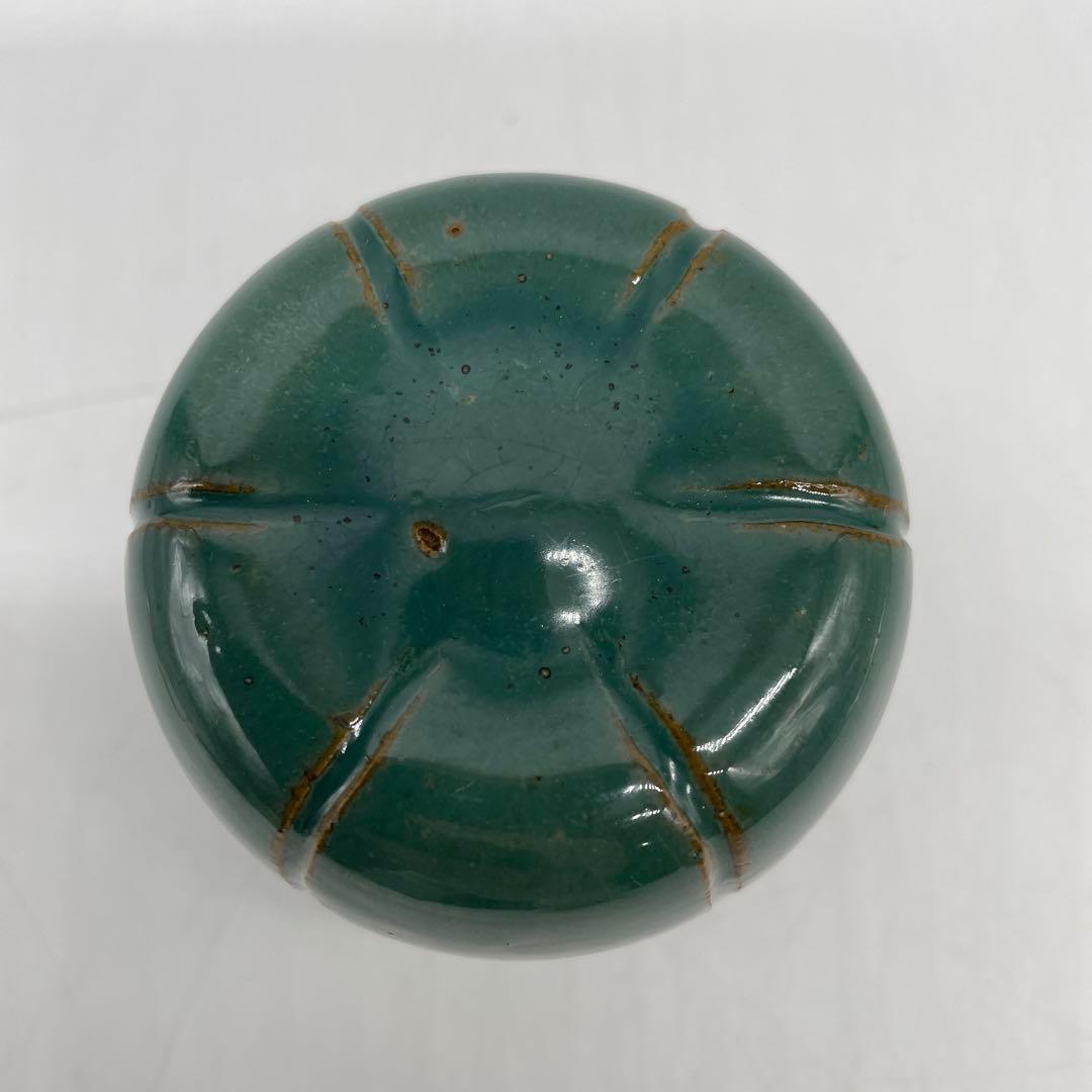 鳥取民藝　牛ノ戸焼　緑釉茶入蓋物