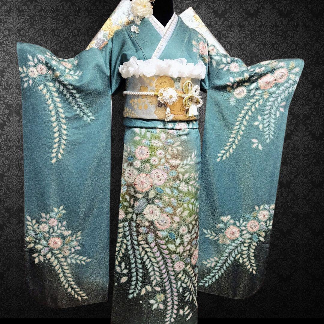 お直し無料！振袖フルセット(8点)・辻ヶ花・辻が花・絞り・作家物・翠山工房・落款
