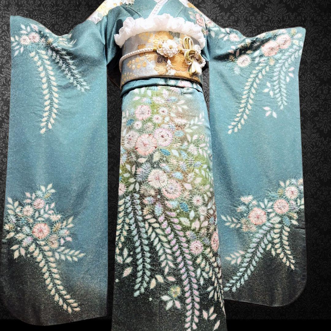 お直し無料！振袖フルセット(8点)・辻ヶ花・辻が花・絞り・作家物・翠山工房・落款