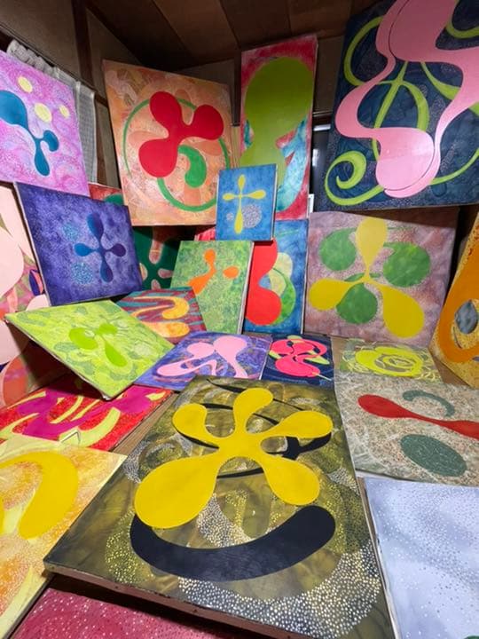 油絵　現代アート　Deep Purple 作者　あんどうまさひろ　油彩画