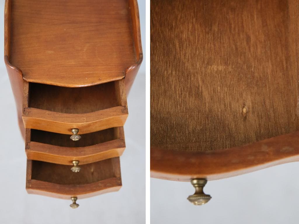 フランスアンティーク木製ベッドサイドキャビネット/ナイトテーブル机(90-62)