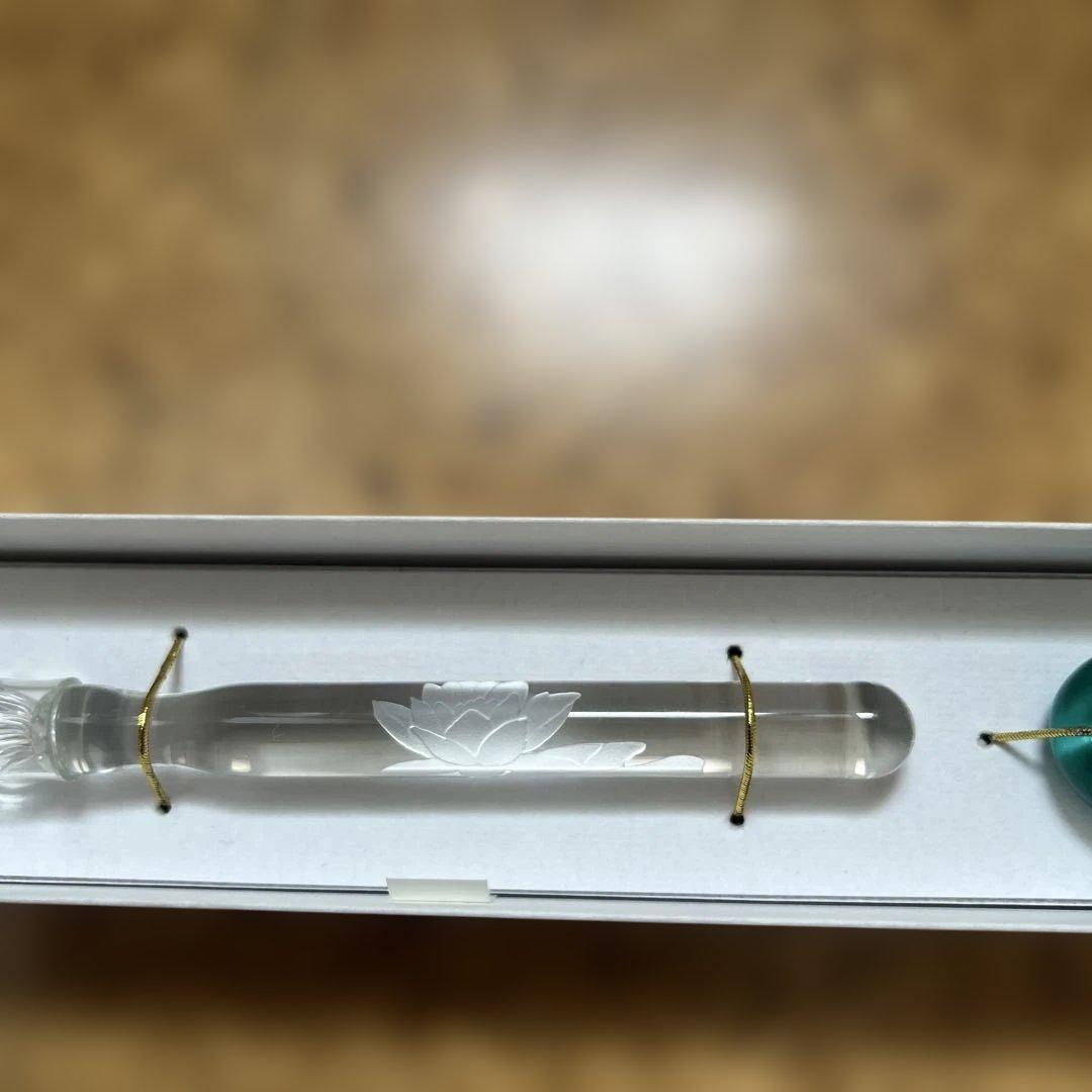 ガラスペン 蓮の花彫刻付き