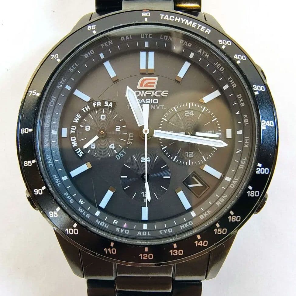 CASIO EDIFICEクロノグラフソーラー電波腕時計ブラック備品付き