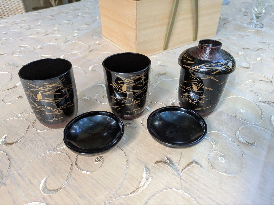 前畑春斎作 漆塗り小吸物椀 6個