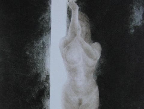 岸野圭作、【開白】、希少な額装用画集より、新品額装付、状態良好