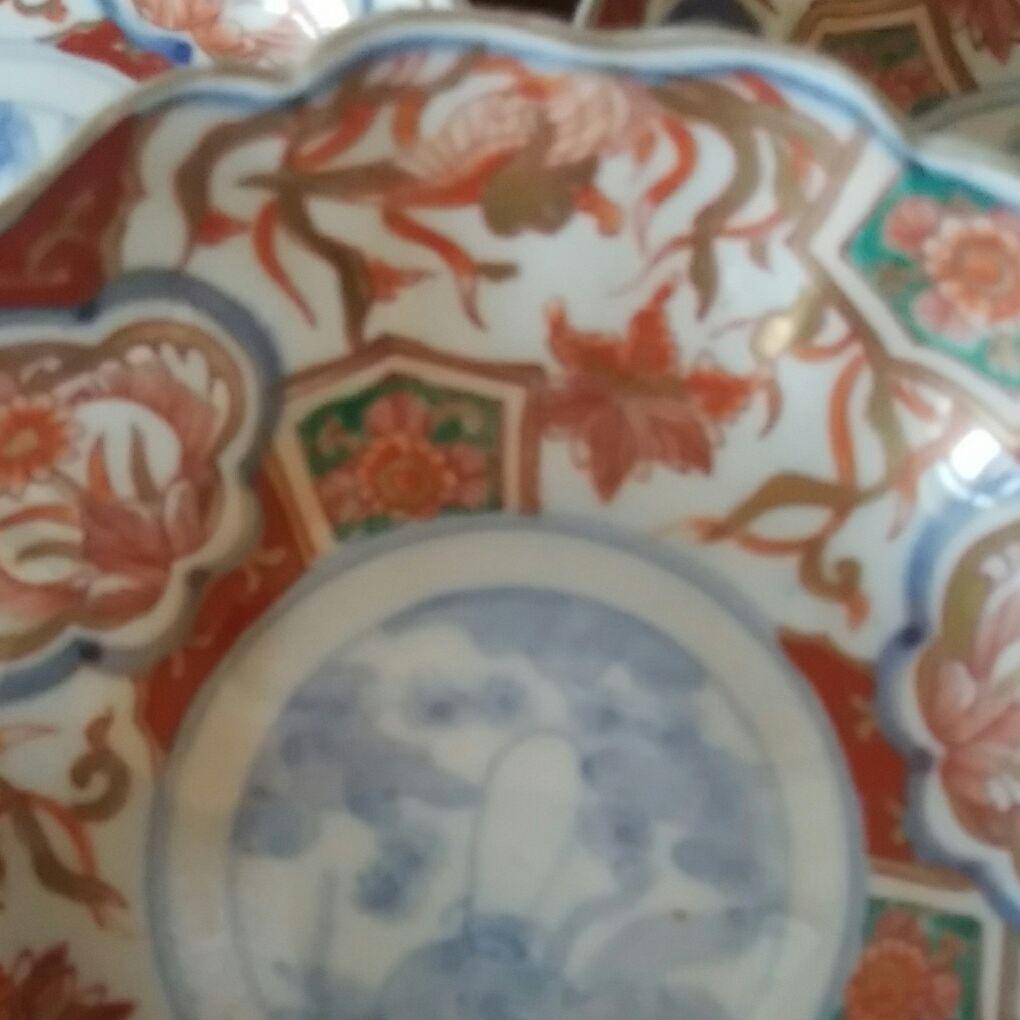 145  古伊万里　金彩錦染付　膾皿　5客