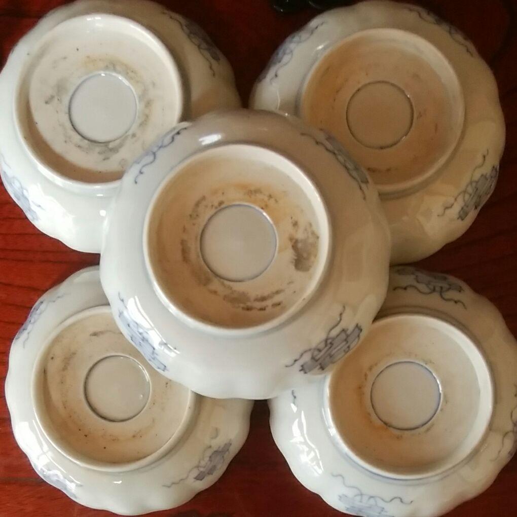 145  古伊万里　金彩錦染付　膾皿　5客