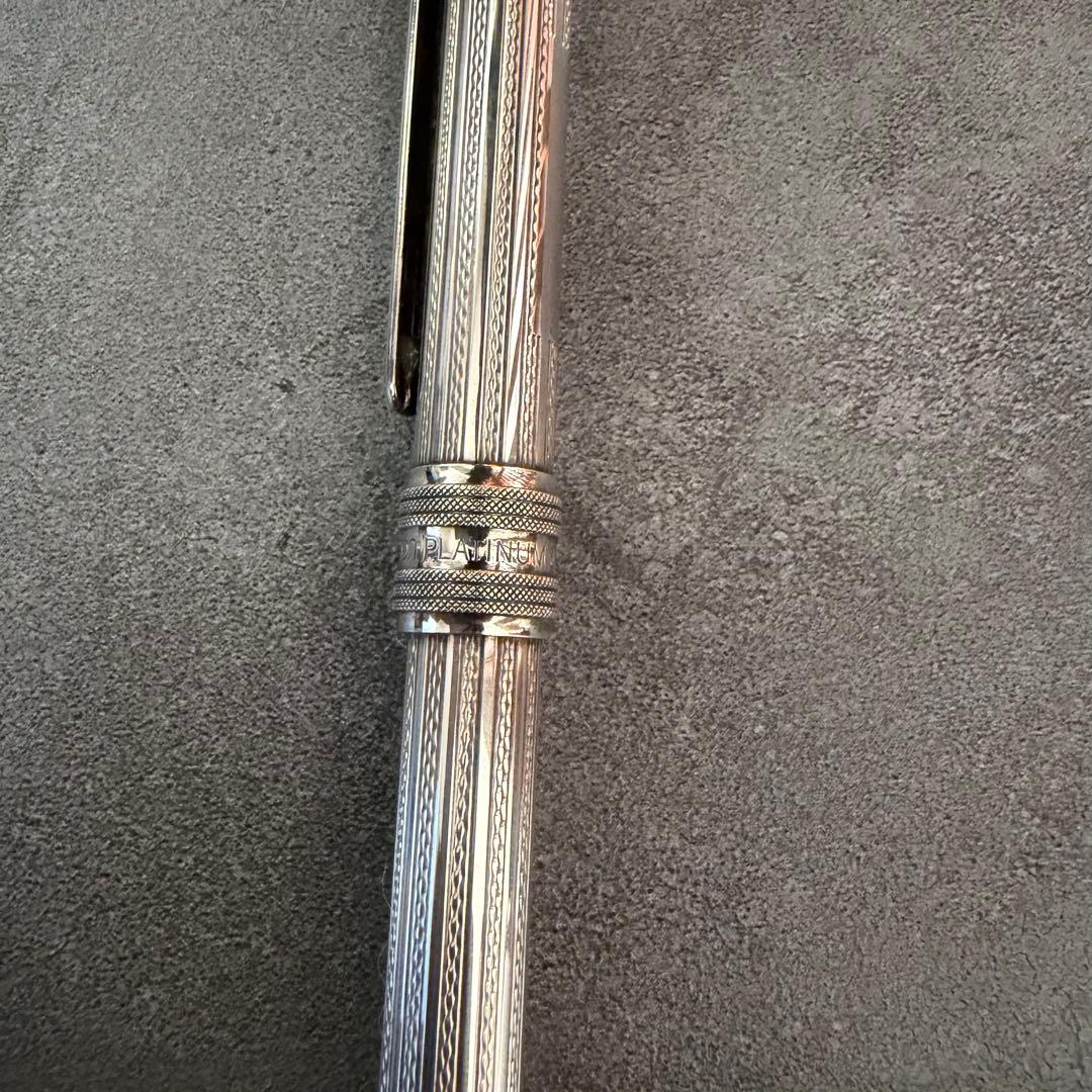 美品 プラチナ万年筆 ダブル３アクション シルバー925 アミジマ