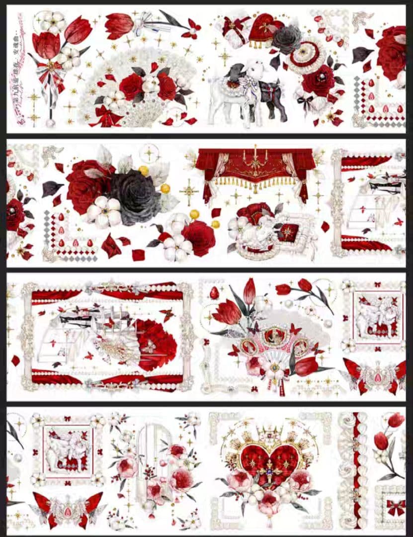 巻売 620★ 海外 マスキングテープ マステ PET 花 装飾 人物 虹光