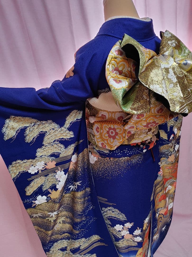 振袖　単品　青　金彩　成人式