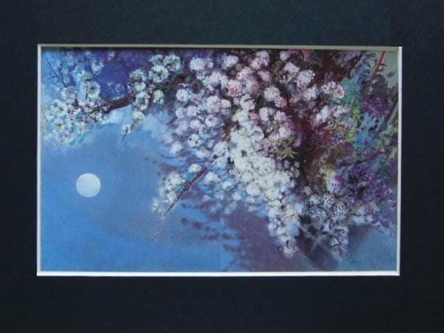 千野順子、【夜桜】、希少な額装用画集より、美品、新品額装付、インテリア