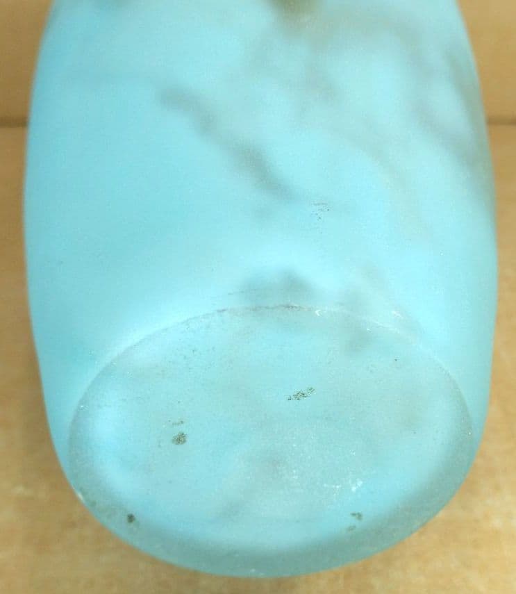 【本物保証】藤田喬平 手吹 花瓶(水色系,手付) 共箱 高さ23㎝