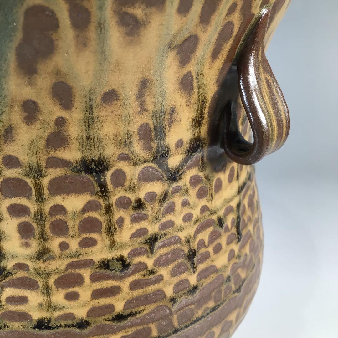 Ｎ５４３　水指　『宇田佐平造』『古瀬戸』『耳付』『一重口水指』　共箱　茶道具