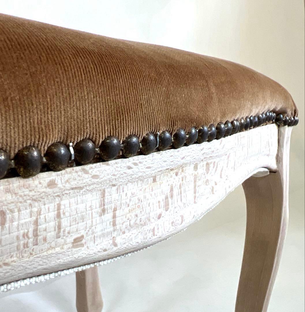 猫脚スツール・茶色 木製フレーム