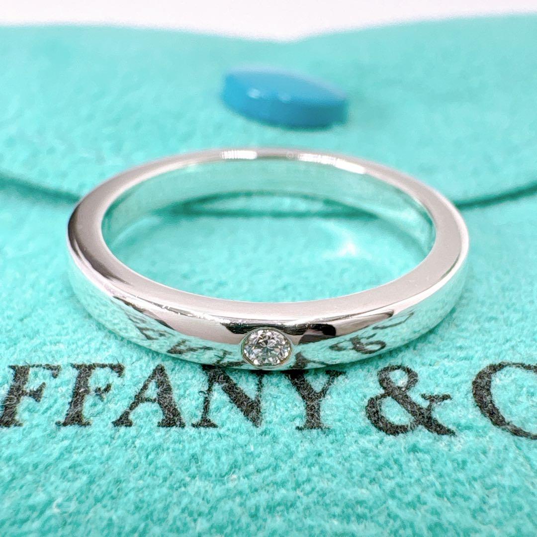 極美品 ティファニー スタッキングバンド ダイヤ リング 9号 シルバー925