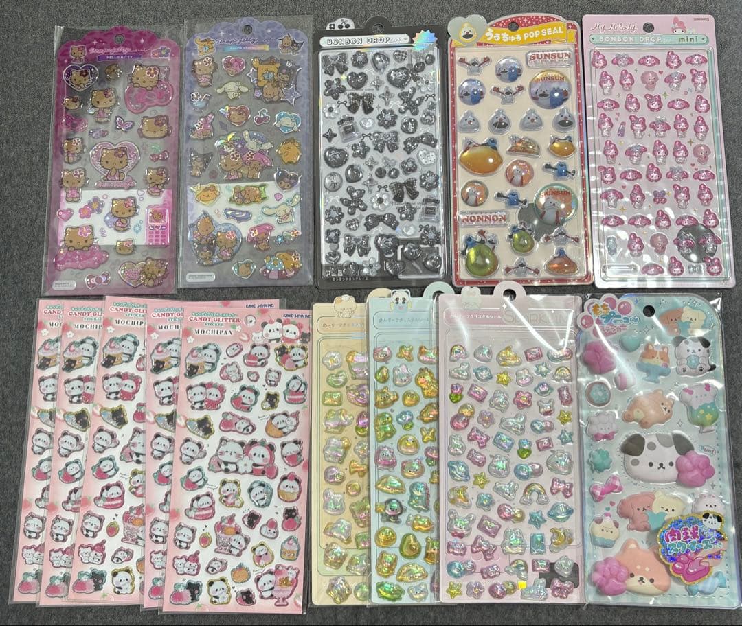 ボンボンドロップ　グリッター　スクイーズシール　まとめ売り14点