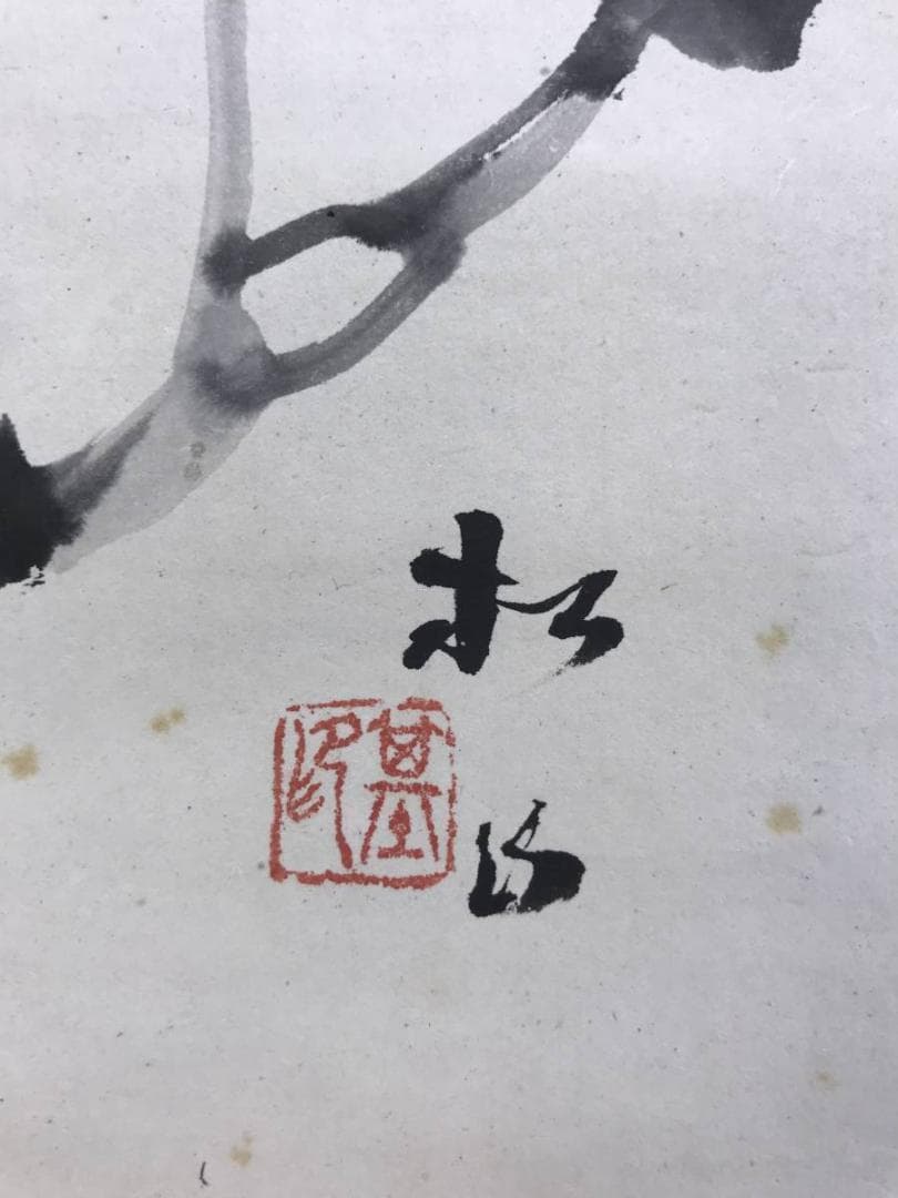 真作/藤井松山/黒牡丹図/牡丹図/花図/掛軸/名家伝来/AD-947