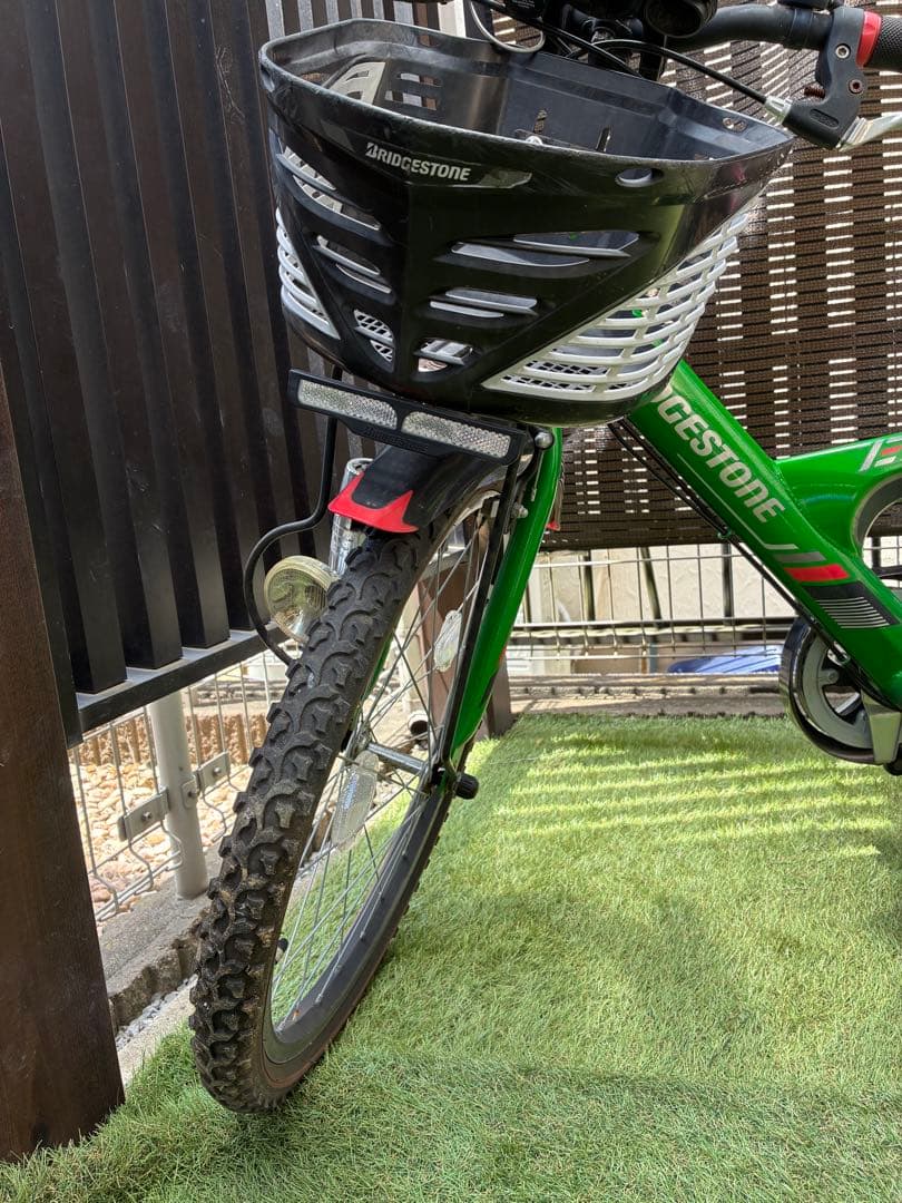 BRIDGESTONE 22インチ 子供用自転車 グリーン 前カゴ付き