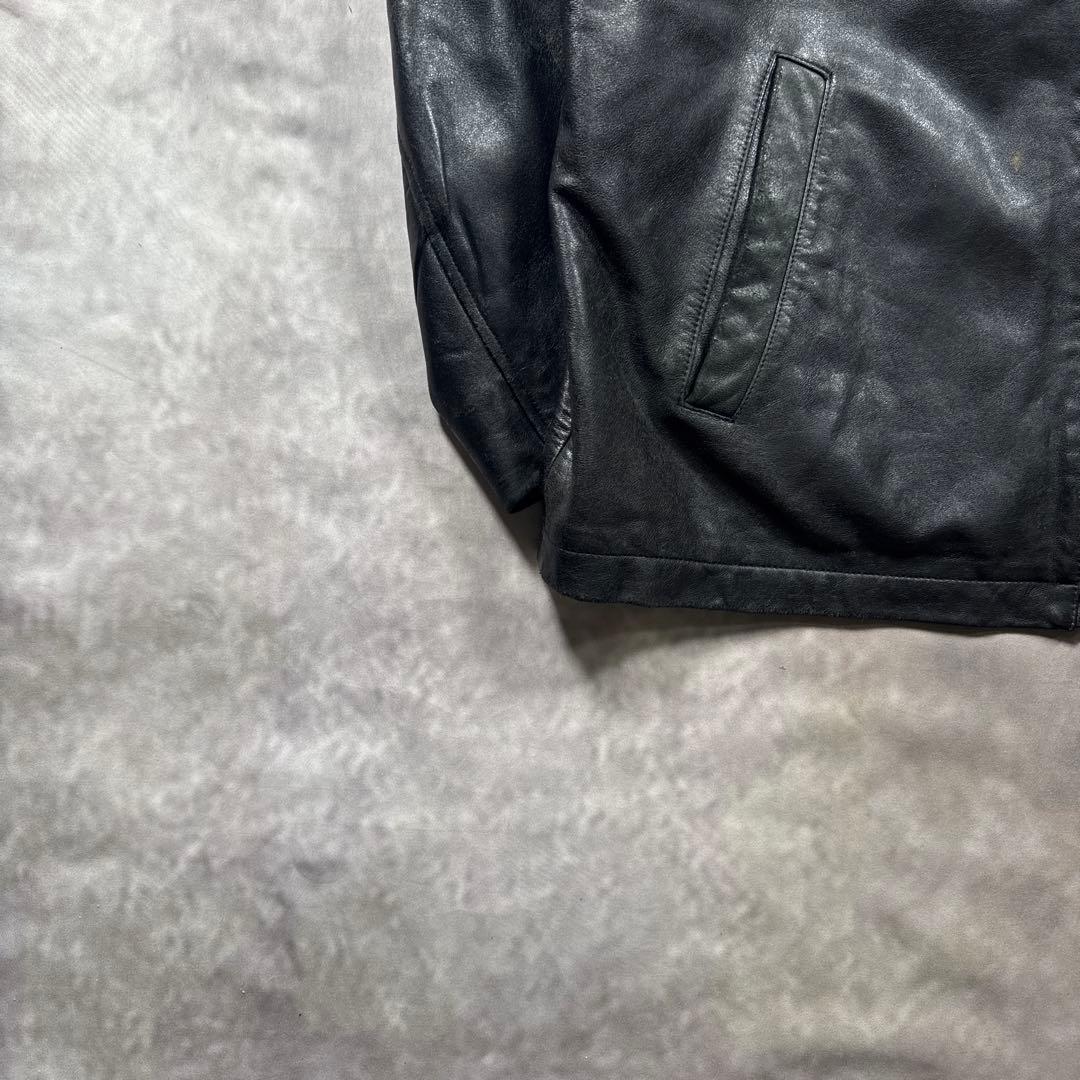 トミーヒルフィガー古着00sカウレザー本革ジャケットシングル　S98