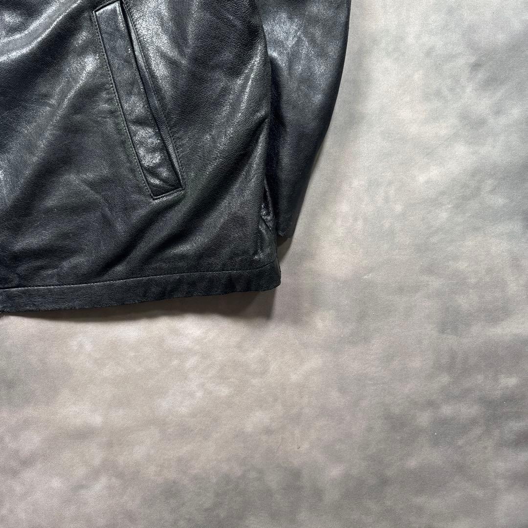 トミーヒルフィガー古着00sカウレザー本革ジャケットシングル　S98