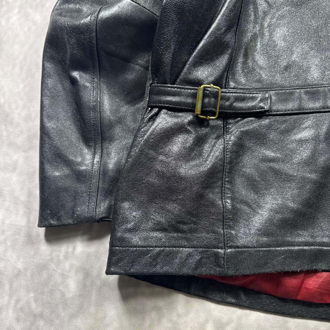 トミーヒルフィガー古着00sカウレザー本革ジャケットシングル　S98
