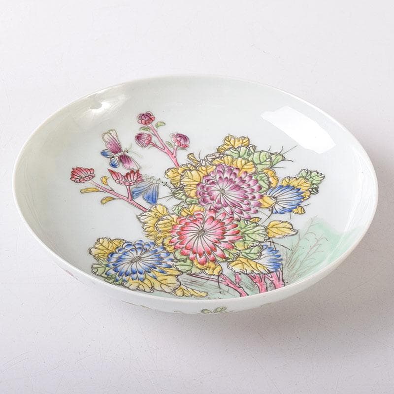 中国　大清乾隆年製　粉彩　花鳥文　皿　C　7821