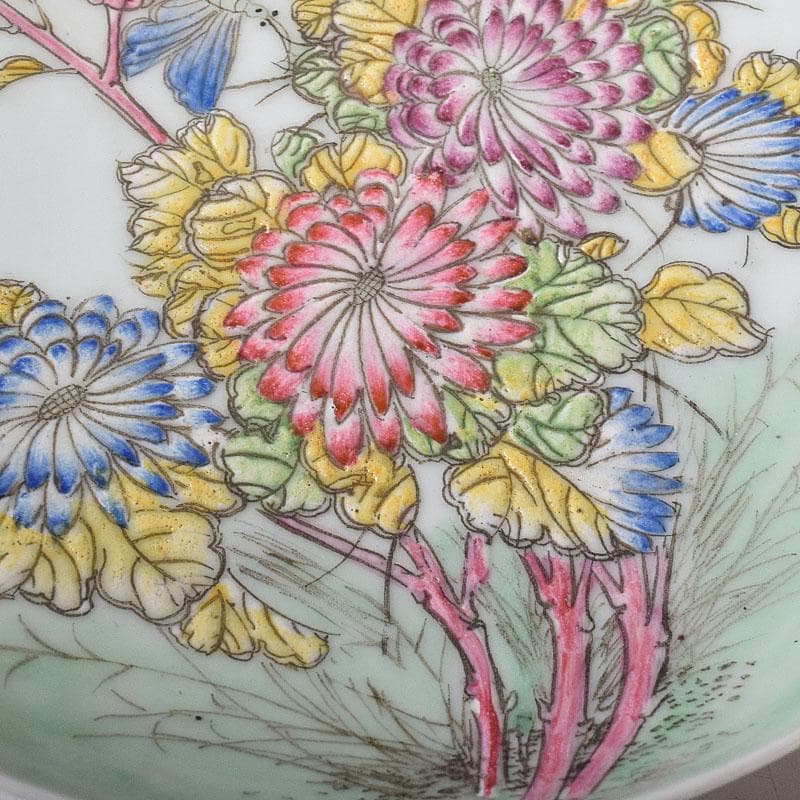 中国　大清乾隆年製　粉彩　花鳥文　皿　C　7821