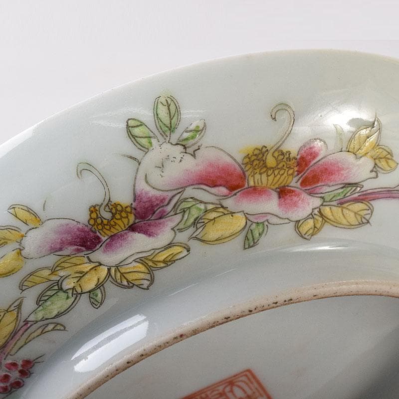 中国　大清乾隆年製　粉彩　花鳥文　皿　C　7821