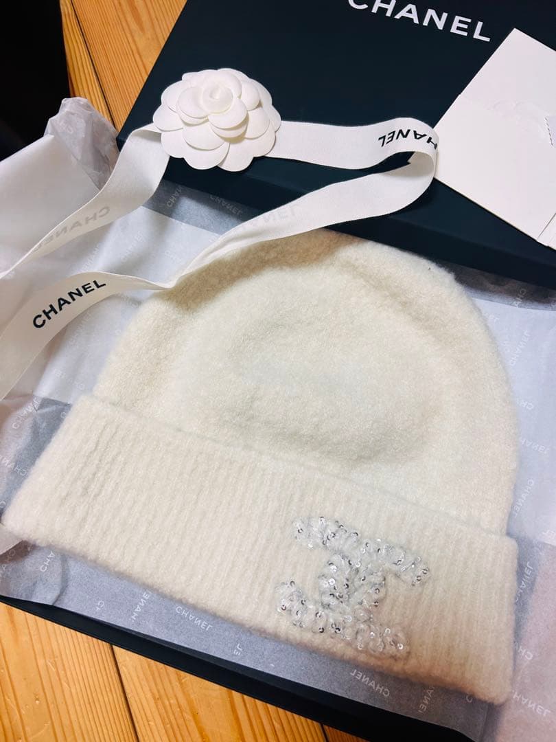 CHANEL シャネル 2025新作　カシミヤシルク　ニット帽 CCロゴ