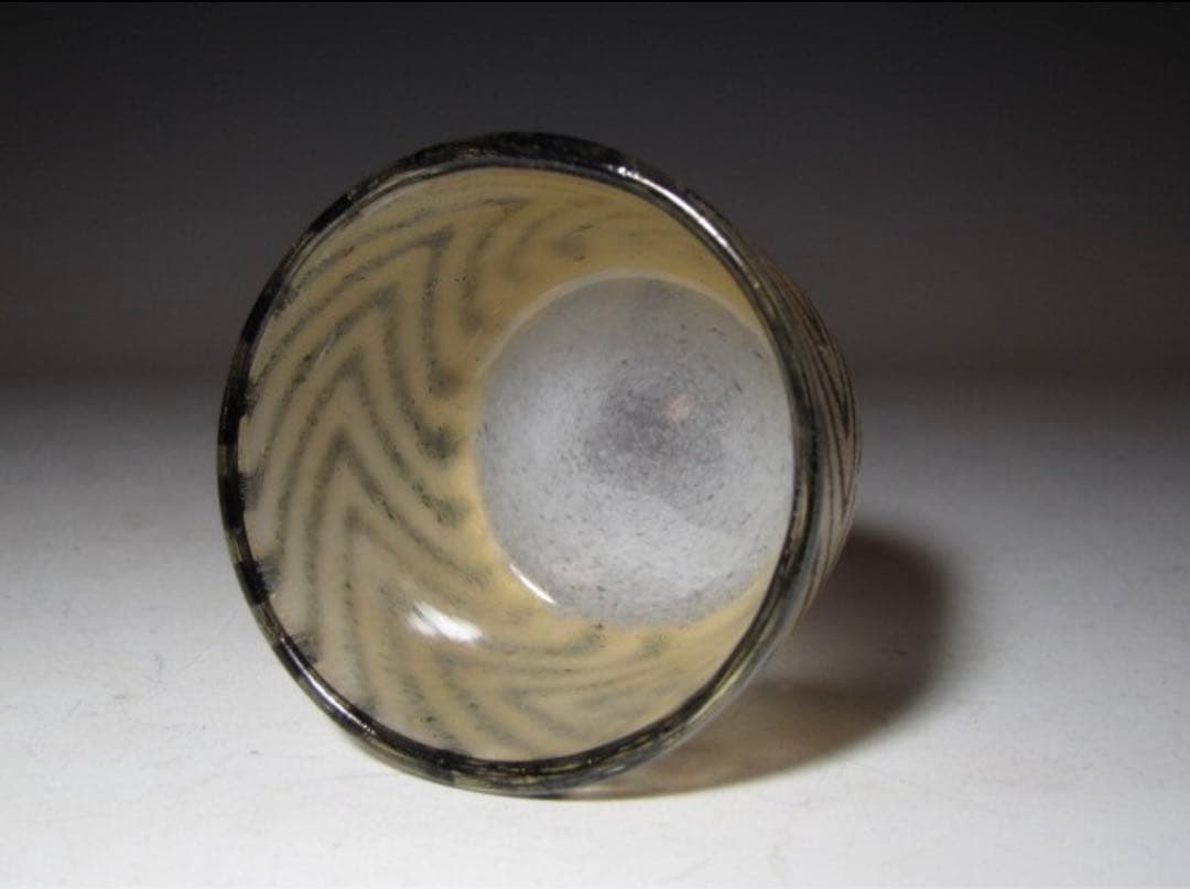 藤田喬平 手吹金彩盃 美しい幾何学模様の名品！7760