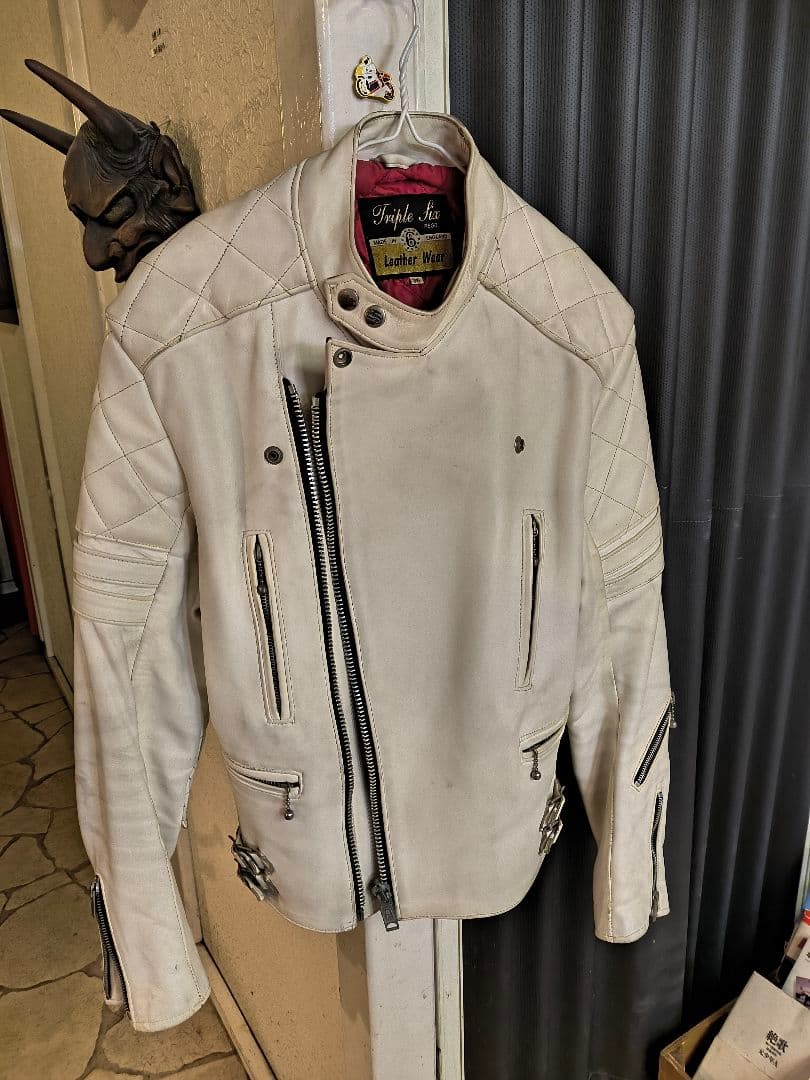 貴重 666 Triple Six レザージャケット 36 ホワイト 英国製