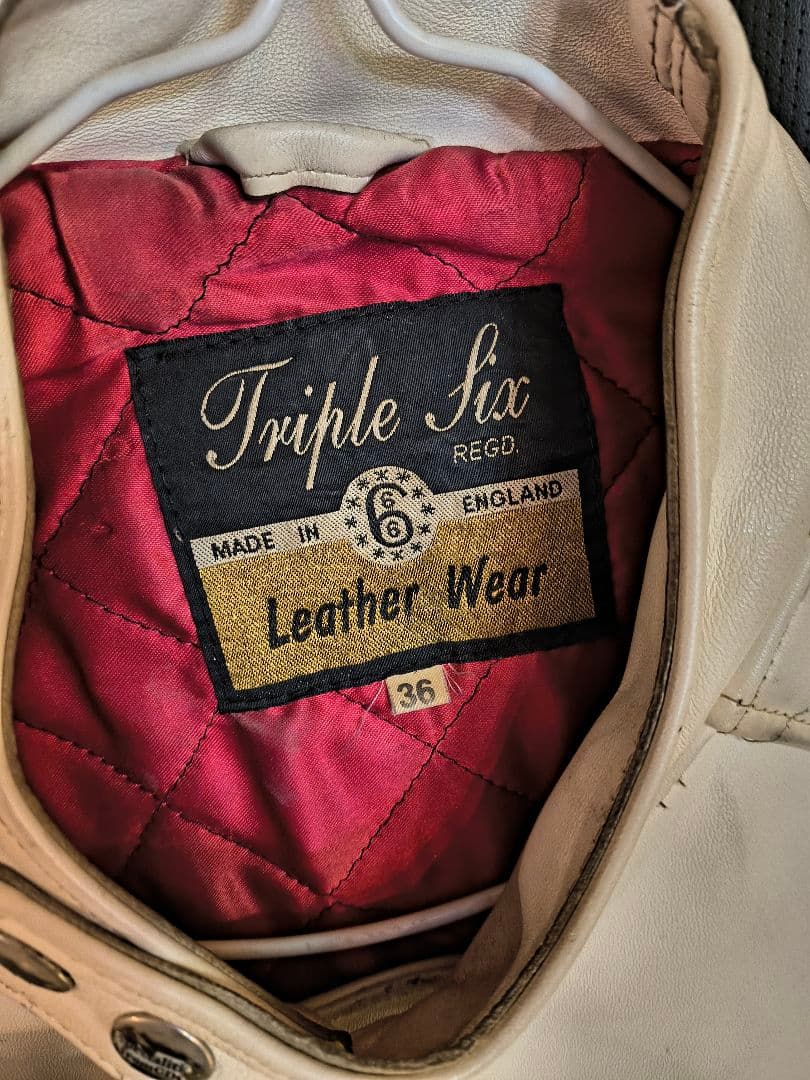 貴重 666 Triple Six レザージャケット 36 ホワイト 英国製
