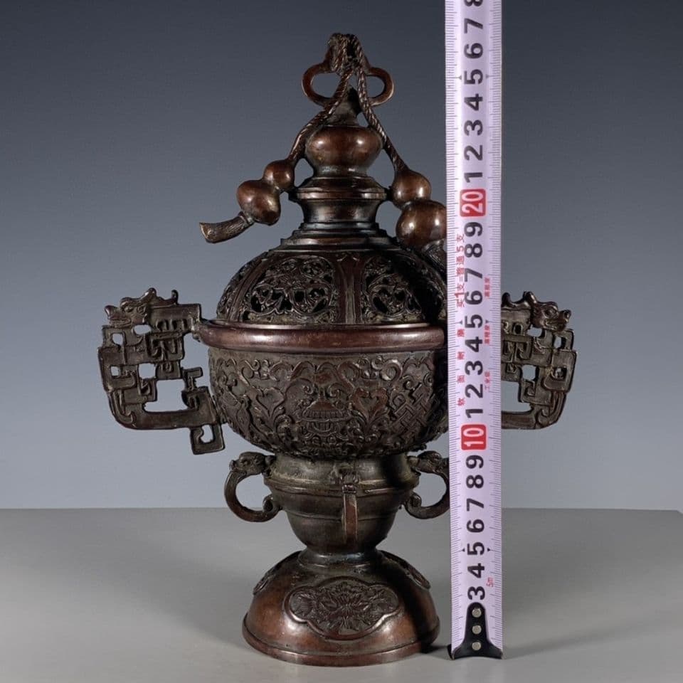 銅器 八宝瓢簞薫香炉 室内薫炉 香道具 装飾品 現代工芸品 置物