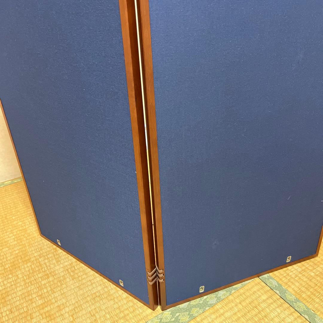 戸塚刺繍作品山水画 木製パーテーション 二つ折り式