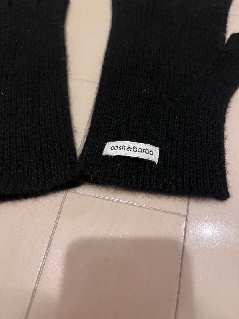 cash & barba 黒 指なし 手袋