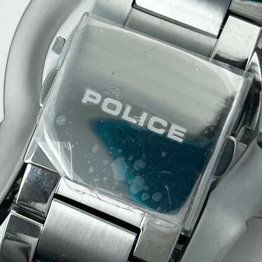 【美品】 稼働 POLICE 14384J ネイビー文字盤 デイト 腕時計