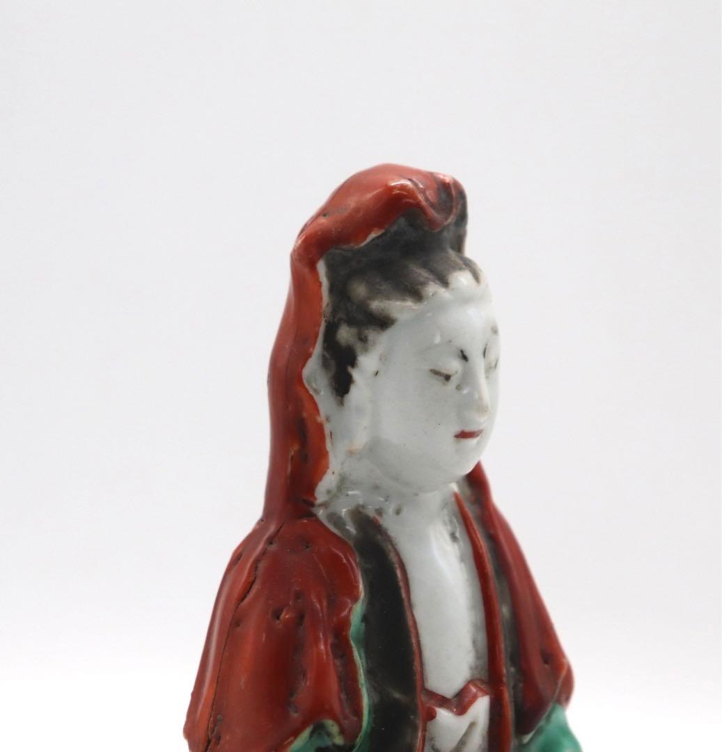 中国　清時代　粉彩　観音　送料込み1028