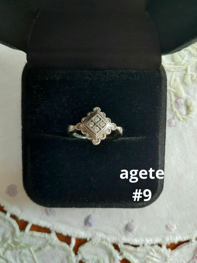 agete　silver　pt200　ダイヤモンドリング　9号