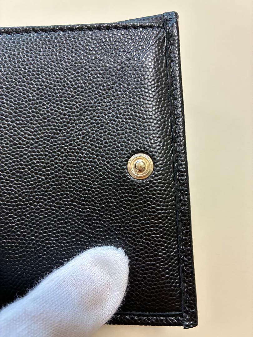 CHANEL シャネル 三つ折財布 キャビアスキン ミニ財布 ブラック 正規品