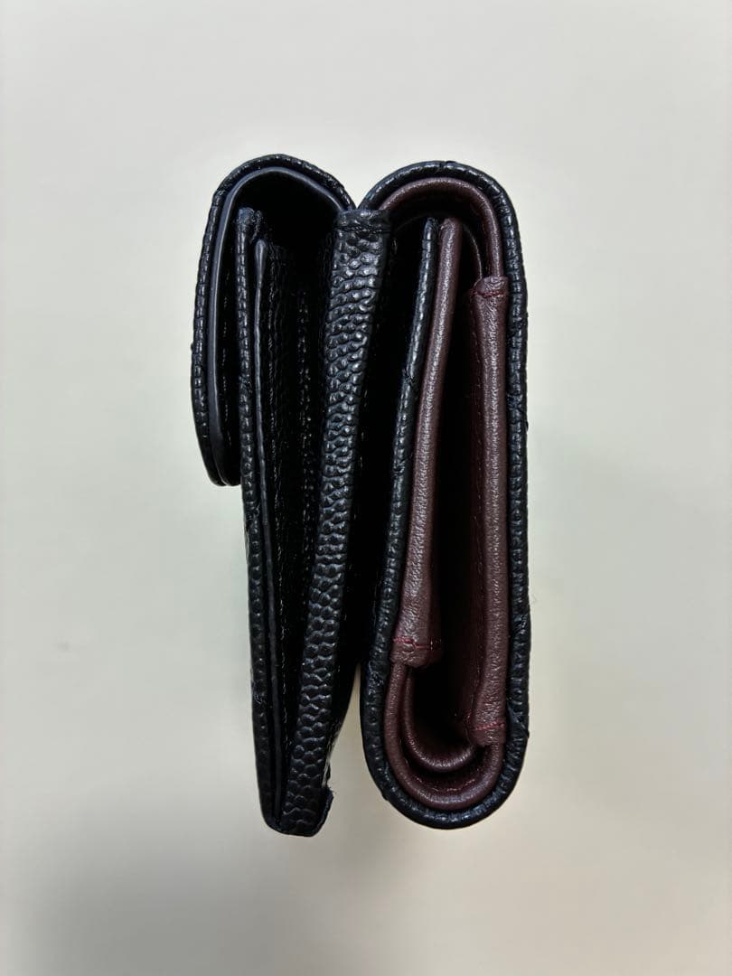 CHANEL シャネル 三つ折財布 キャビアスキン ミニ財布 ブラック 正規品